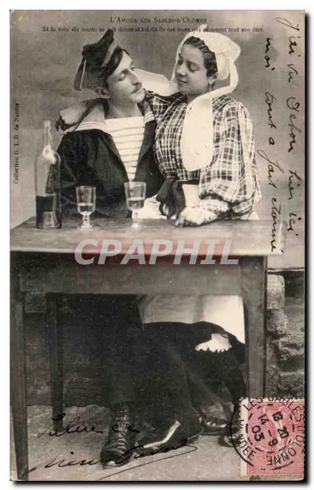 De Liefde in Sablés-d'Olonne — scène van zeevaarder en boerenvrouw — Collectie G. L.D. van Nantes - Voorkant