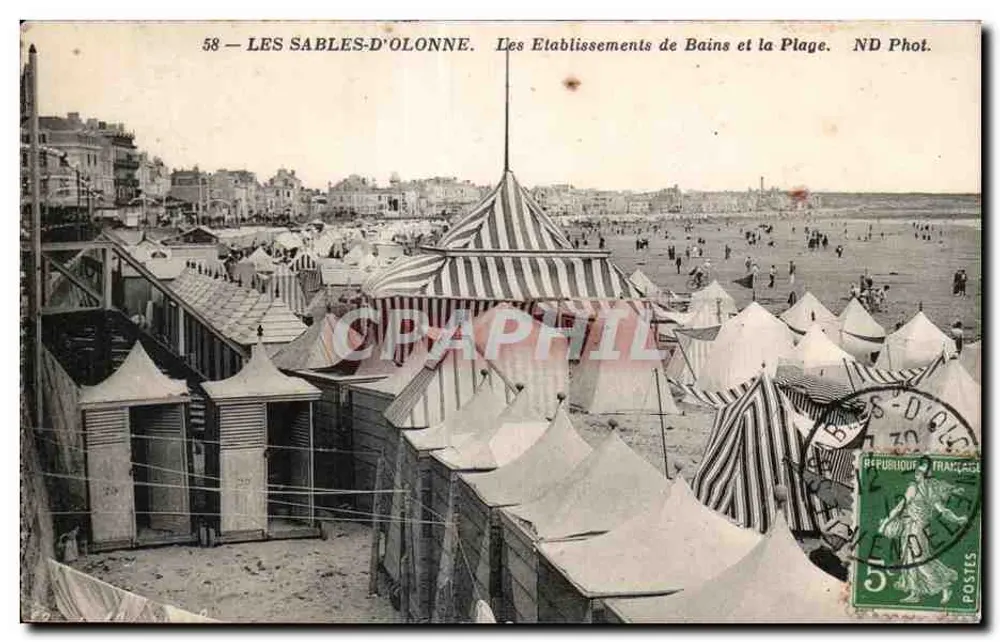 Les Sables-d'Olonne — Die Badeeinrichtungen und der Strand — ND Phot. - Vorderseite