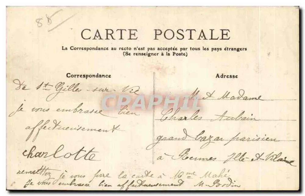 Aux Sables-d'Olonne — Venda de mercadoria — A. Duclos, Nantes - Verso