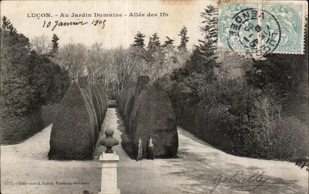 Luçon - Im Garten Dumaine - Allee der Zypressen — Sammlung A. Robin, Fontenay-le-Comte, Nr. 1777 - Vorderseite