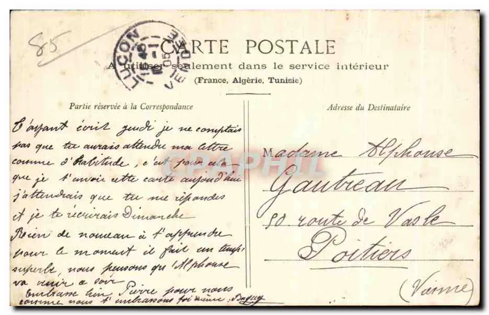 Luçon - Im Garten Dumaine - Allee der Zypressen — Sammlung A. Robin, Fontenay-le-Comte, Nr. 1777 - Rückseite