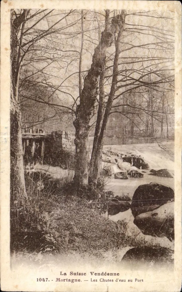Mortagne — Wasserfall am Hafen — Phototypie Jehly-Poupin - Vorderseite