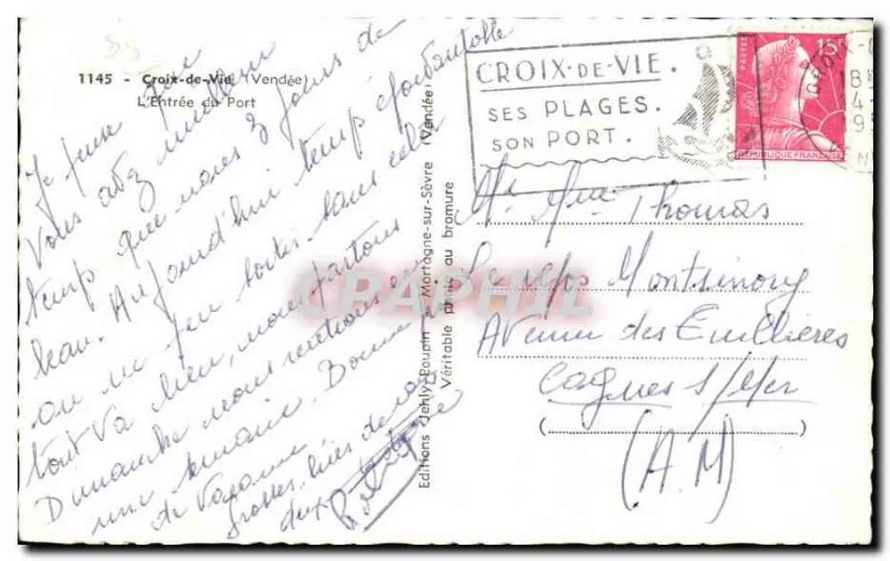 Croix-de-Vie — Eingang zum Hafen — Éditions JELY n°1145 - Rückseite