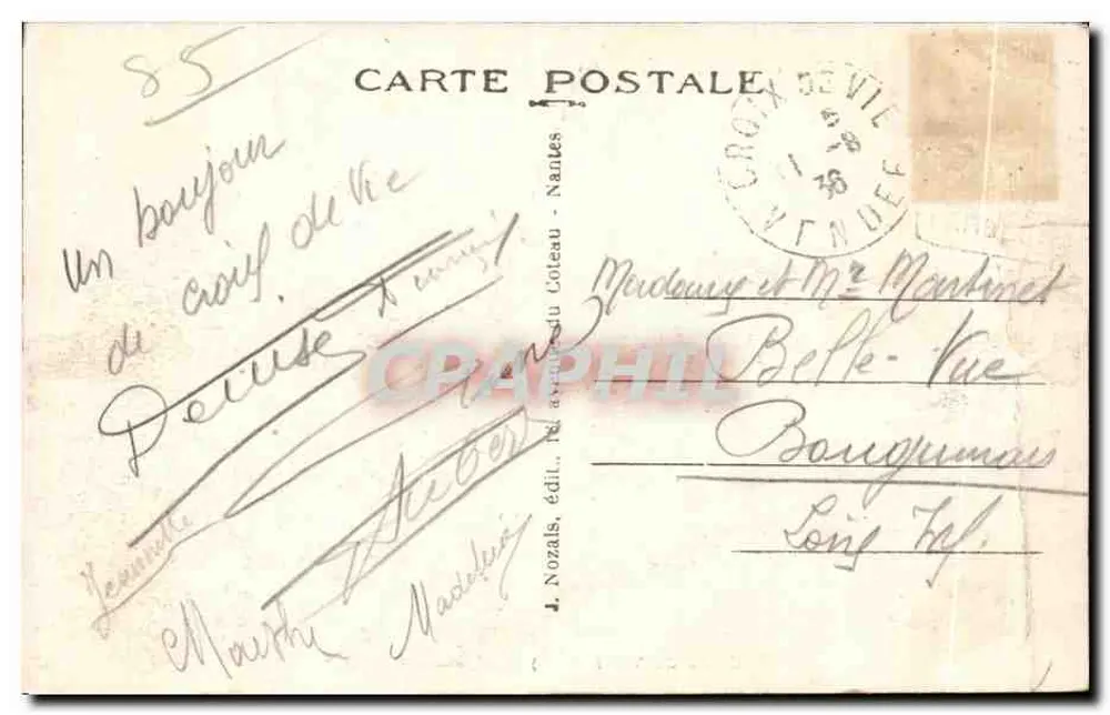Croix-de-Vie (Vendée) — L'Avenue de l'Océan — J. Nozals, édit. - Verso