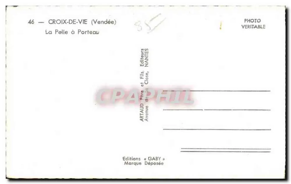 Croix-de-Vie (Vendée) — La Pelle à Porteau — Éditions Gaby - Rückseite