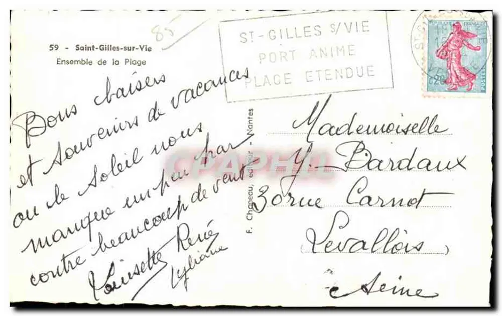 Saint-Gilles-sur-Vie — Vista de la playa — F. Chapeau, editor - Reverso