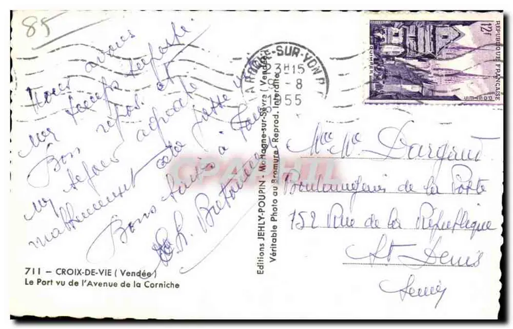 Der Hafenblick von der Avenue de la Corniche — Croix-de-Vie (Vendée) — Editions Jehly - Rückseite