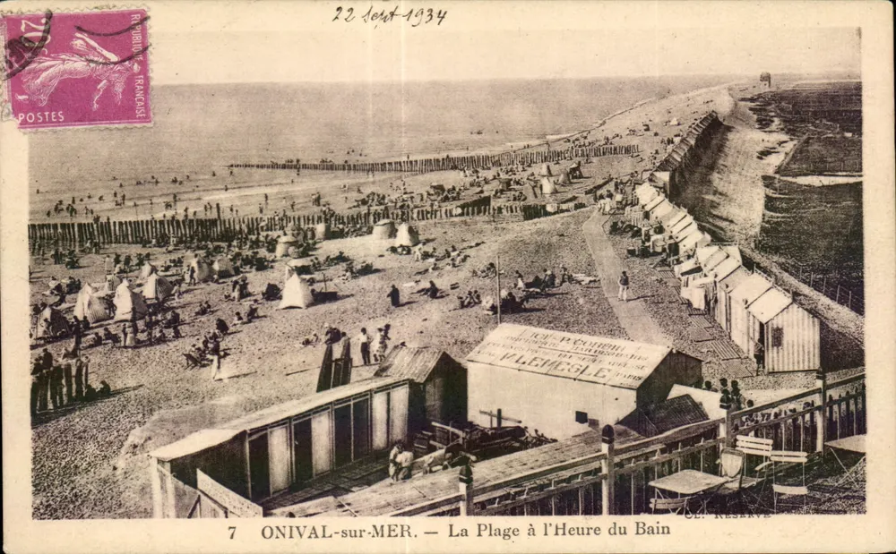 ONIVAL-SUR-MER — La Spiaggia all'Orario del Bagno — Edizione Drivès al Parcmen, Onival - Recto