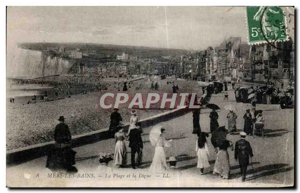 MERS-LES-BAINS — A Praia e a Digue — LL - Frente