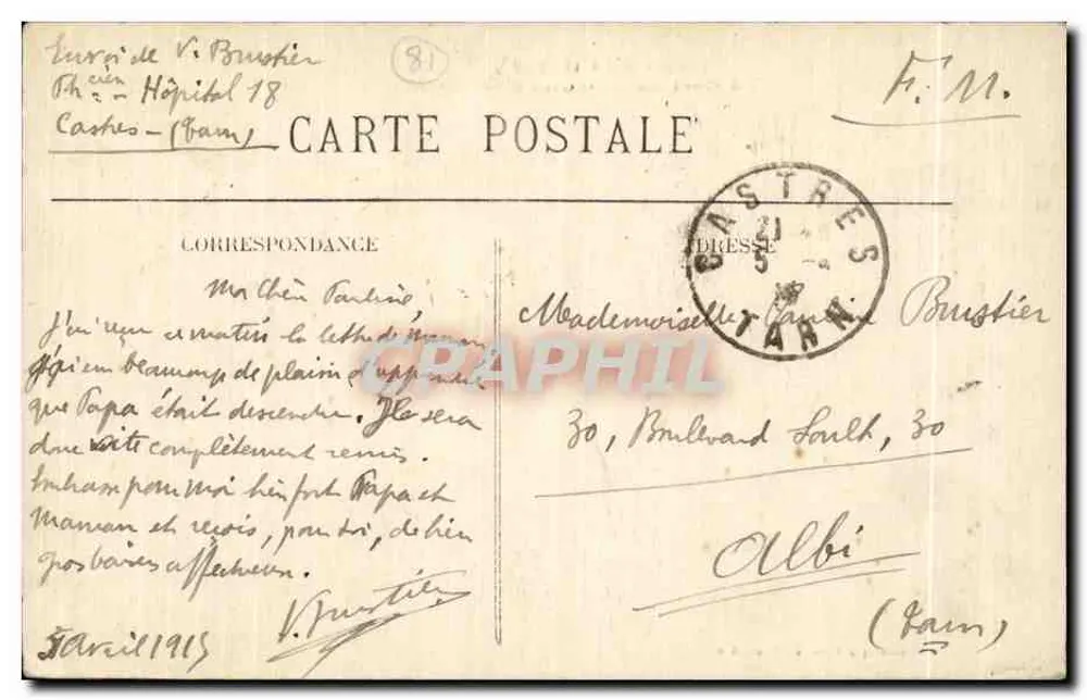 Castres — Die Kais und die Wäschereien — Phototypie Tarnaise, Poux, Albi - Rückseite