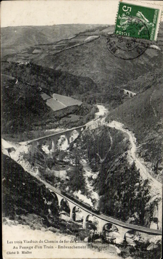 Die drei Viadukte der Castres-Bahn — Verzweigung nach Brassac — Zugfahrt — Foto von D. Mialhe - Vorderseite