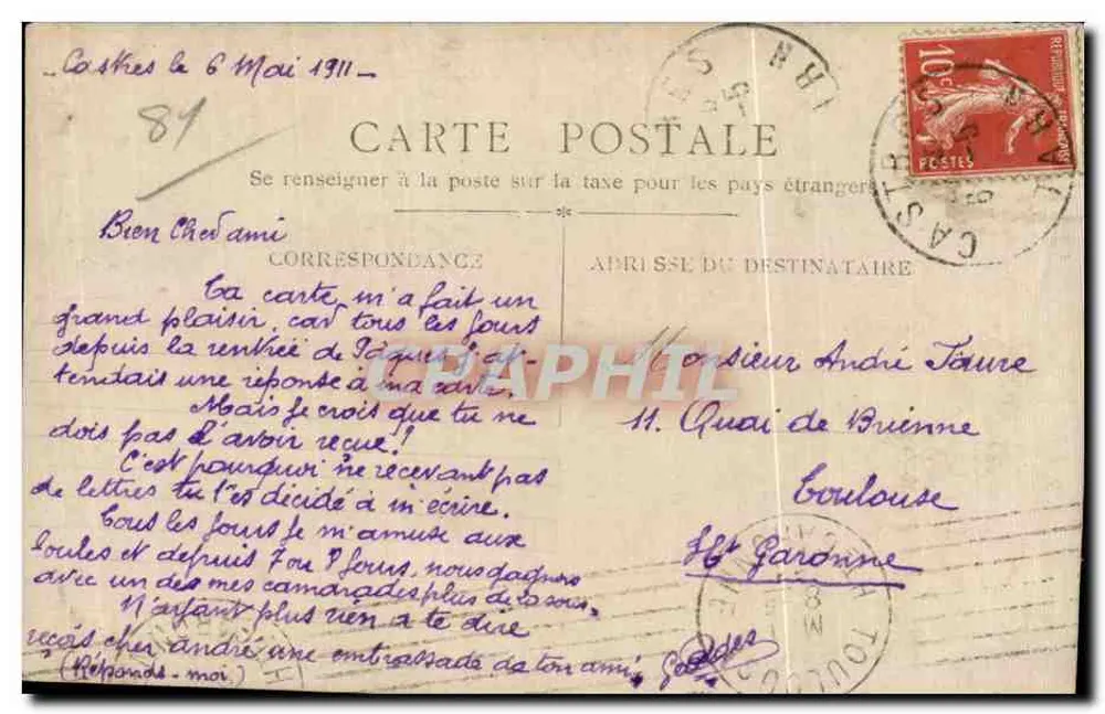 Castres - Velhas casas ao longo do Agout — Sagnes Édit., Castres - Verso