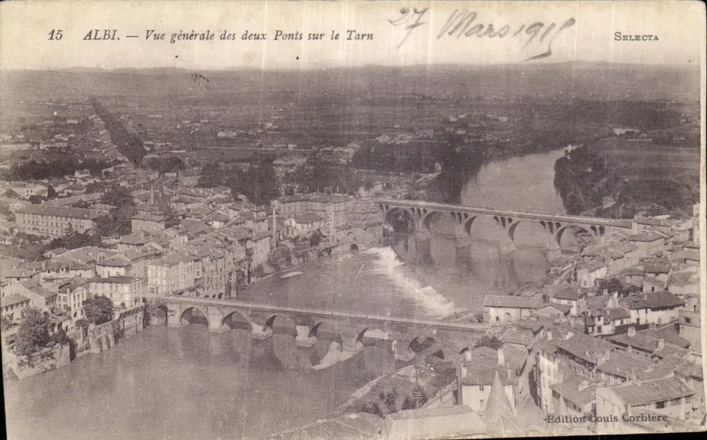 Albi — Allgemeiner Blick auf die beiden Brücken über den Tarn — Edition Louis Corbière, n°15 - Vorderseite