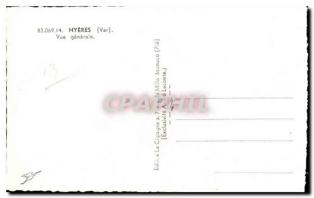Hyères (Var) — Vista geral — Edição « La Cigogne » - Verso