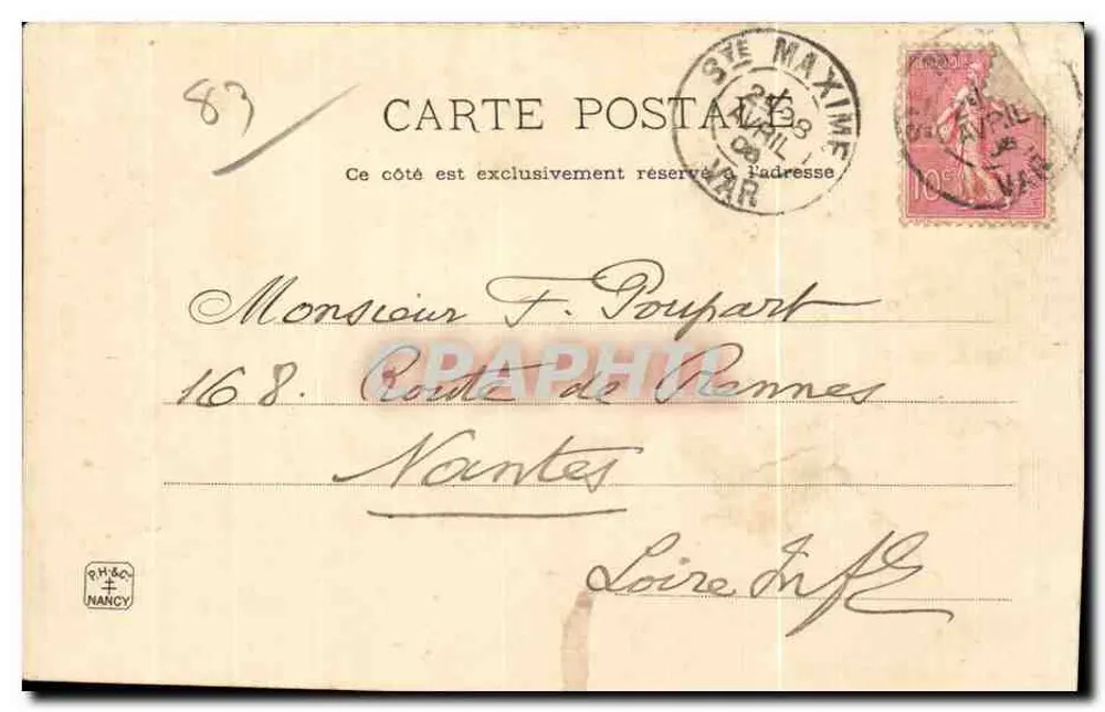 Hyères — Vista general — Guarnición del 22° Inf. Colonial — P. Helmlinger & Cie, Imp. Fot. Nancy - Reverso