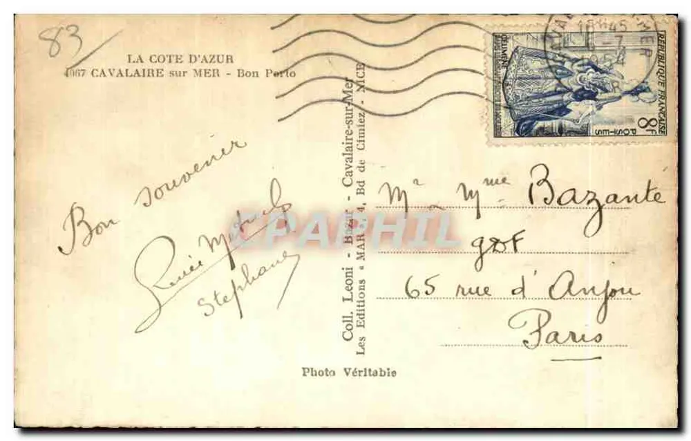Aussicht der Côte d'Azur — Bon Porto — Editionen der Sammlung Leoni - Rückseite