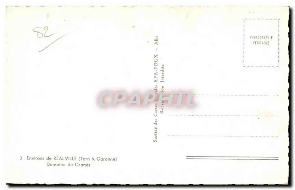 Domaine de Granés — Environs de Réalville (Tarn & Garonne) — Société des Cartes Postales APA-POUX - Albi - Rückseite