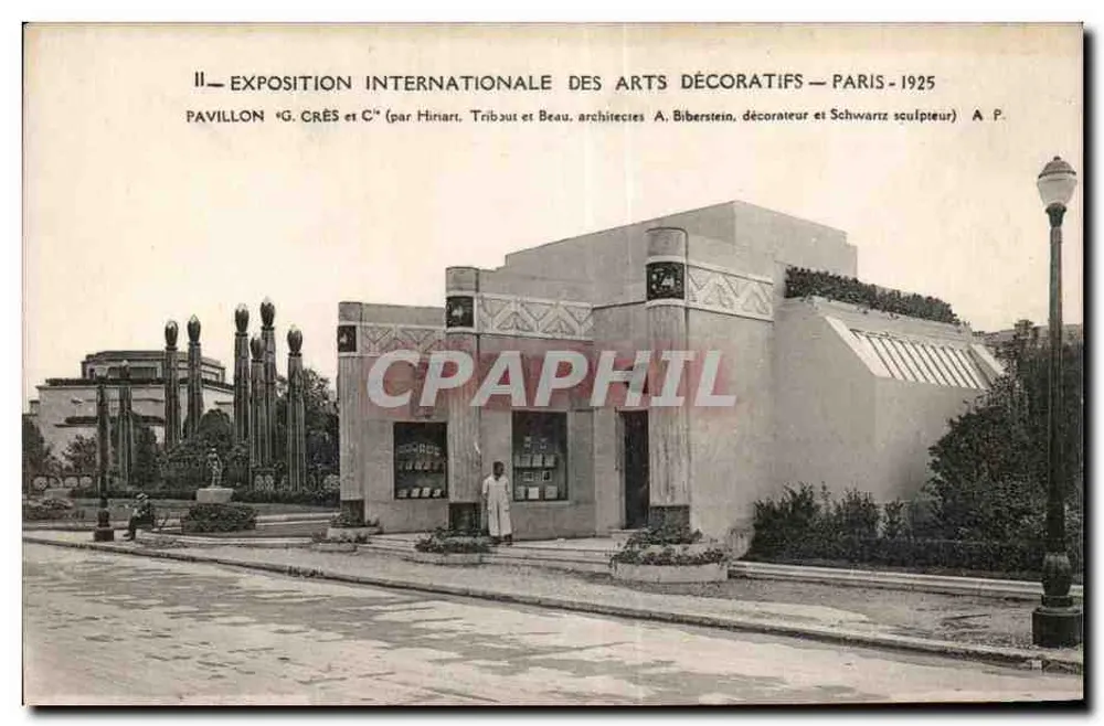 Pavillon 'G. Crès et C°' — Internationale Ausstellung der dekorativen Künste, Paris 1925 — Hiriart, Tribout et Beau, Architekten - Vorderseite