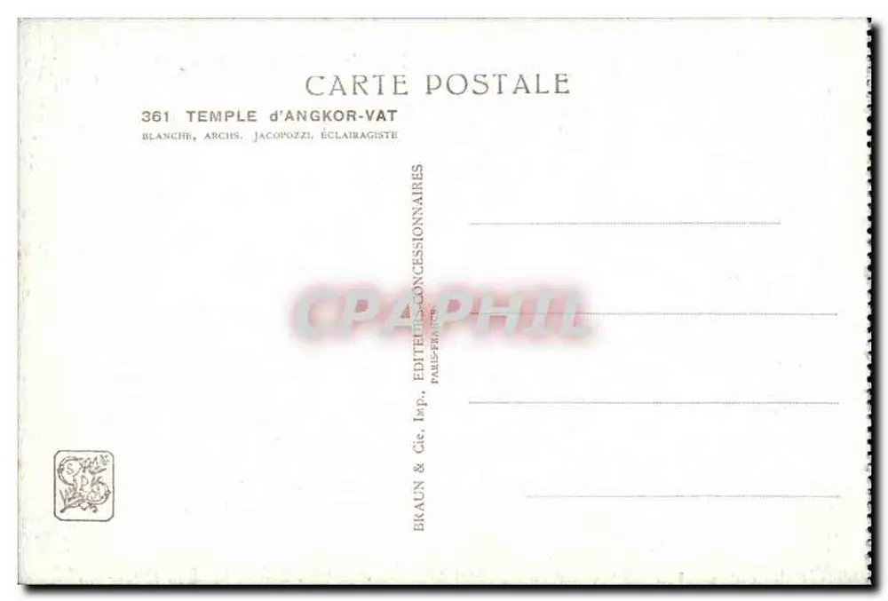 Tempel von Angkor-Vat — Nachtschein — Blanche & Jacopozi, Paris - Rückseite