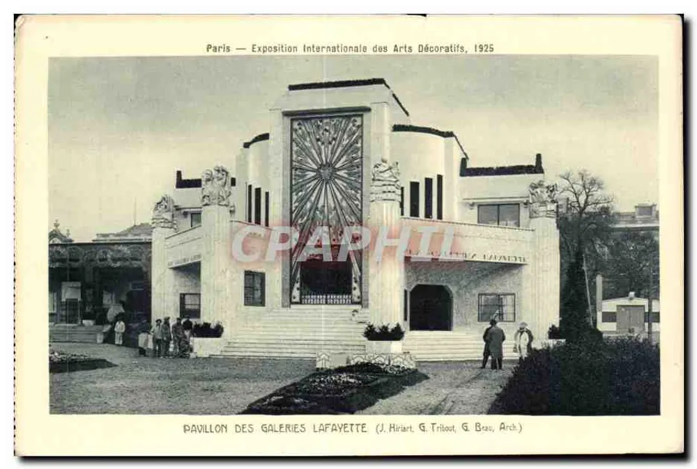 Paris — Internationale Ausstellung dekorativer Künste, 1925 — Pavillon der Galeries Lafayette (J. Hiriart, G. Tribout, G. Beau, Arch.) - Vorderseite
