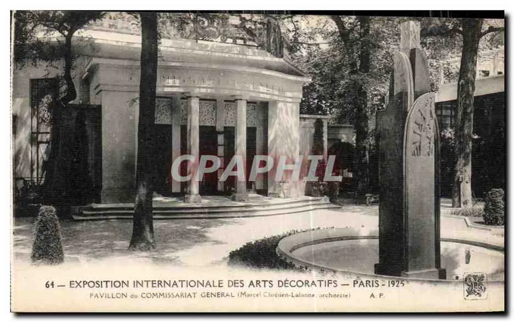 Pavillon der Generalkommission — Internationale Ausstellung für Dekorative Künste — Paris 1925 — Architekt Marcel Chrétiën-Lalanne - Vorderseite