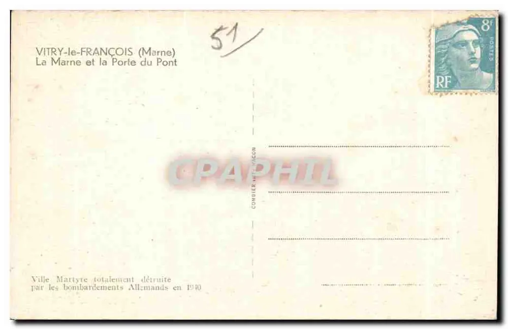 Vitry-le-François (Marne) — La Marne et la Porte du Pont — Verlag Crim - Rückseite
