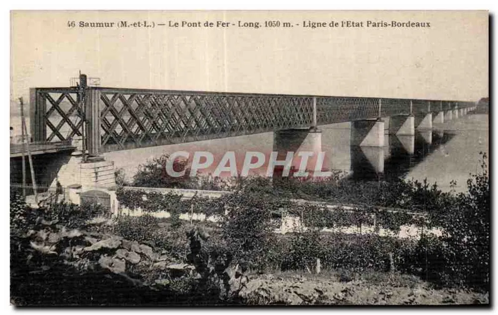 Saumur (M.-et-L.) — Die Eisenbrücke — Länge 1050 m. — Staatsbahnlinie Paris-Bordeaux - Vorderseite
