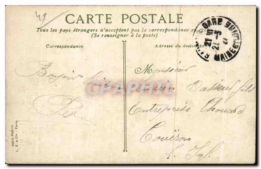 Sourmur - Place de l'Arche-Dorée bei der Gendarmerie — Verleger L. V. & Cie, Paris, Nr. 2283 - Rückseite