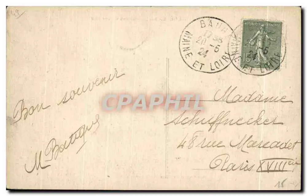 Castelo de Lendifier — Vieil-Baugé (M-et-L.) — Mlie Viell, livreiro, Bauge - Verso
