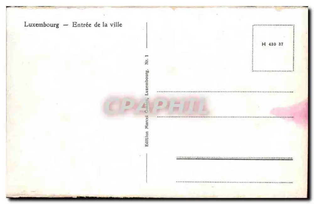 Luxemburgo — Entrada da cidade — Edição Marcel Gildion, Luxemburgo, Nr. 1 - Verso