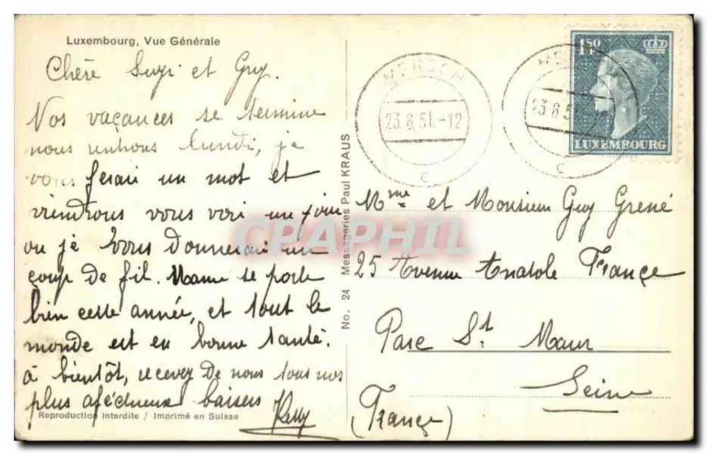 Luxemburgo, Vista Geral — Mesdames Paul Kraus, n°24 - Verso