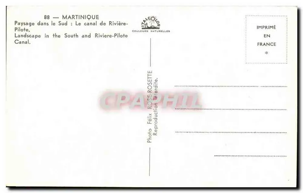Martinique — Landschap in het zuiden : Het kanaal van Rivière-Pilote — Couleurs Naturelles, n°88 - Achterkant