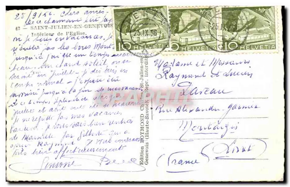 Innenansicht der Kirche — Saint-Julien-en-Genevois — Ausgabe BOYMOND - Rückseite