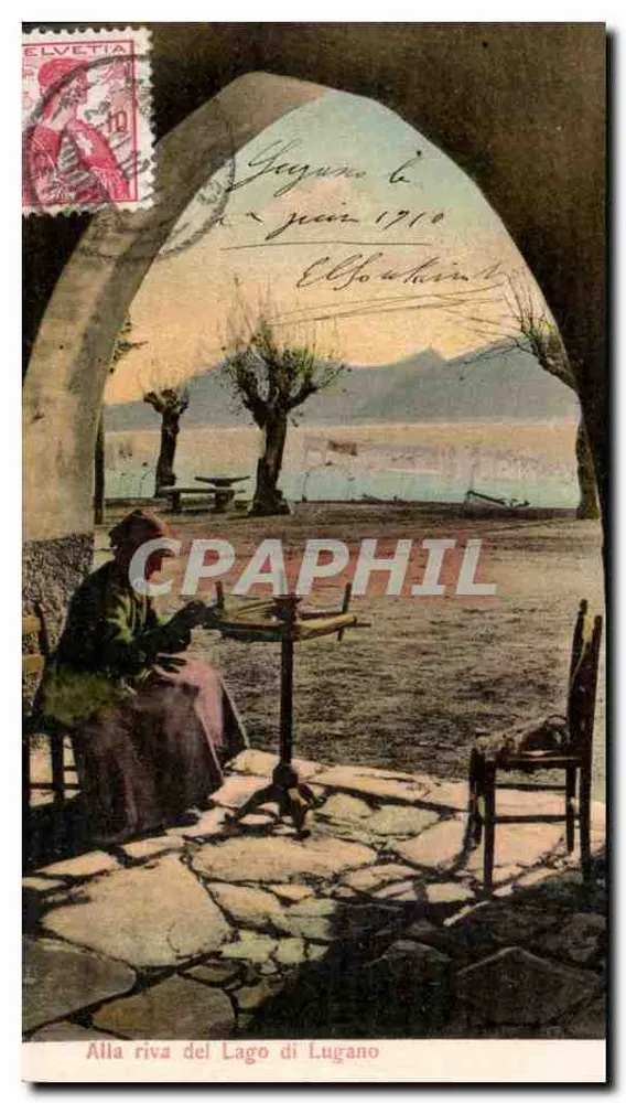 Am Ufer des Lago di Lugano — Ansicht unter einem Bogen — E. Geets, Lusern - Vorderseite