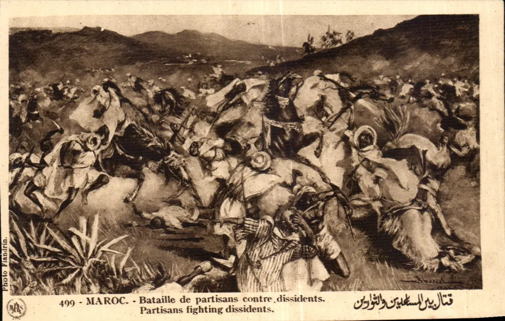 Marokko — Schlacht der Partisanen gegen Dissidenten — Photo Flandrin, Nr. 499 - Vorderseite