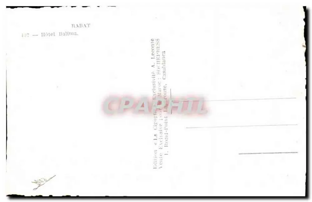 Hotel Balima — Casablanca — Edição A Coruja - Verso