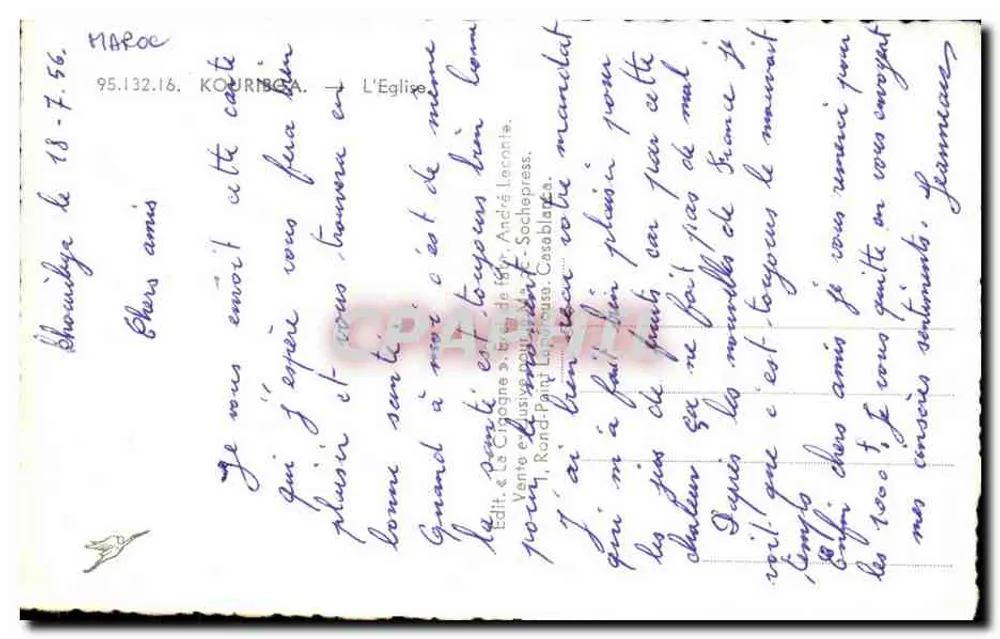 La Cigogne — Igreja — Ed. André Lacan, Socheppress, Casablanca - Verso