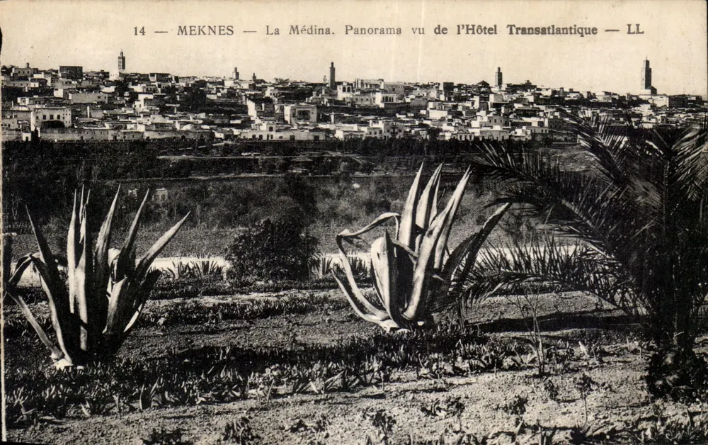 Meknès — Die Medina. Panorama vom Hôtel Transatlantique — LL - Vorderseite