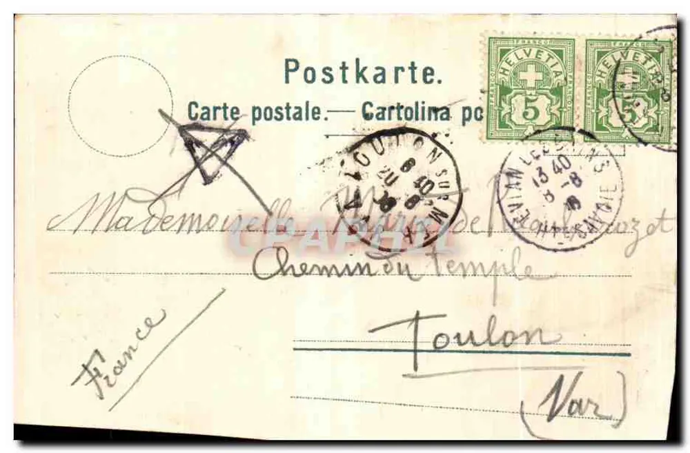 Genfersee — vue du lac Léman avec un vapeur et château — Hubacher & Biedermann, Berne, N° 426 - Rückseite