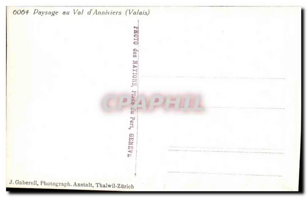 Paisagem no vale d'Anniviers (Valais) — 0064 — J. Gaberell, Thalwil-Zürich - Verso