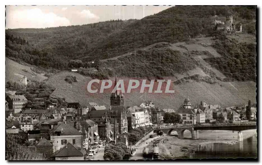 Bernkastel a. d. Mosel — vista panorâmica com castelo e ponte — Echt Photo Nr. A 79522 - Frente