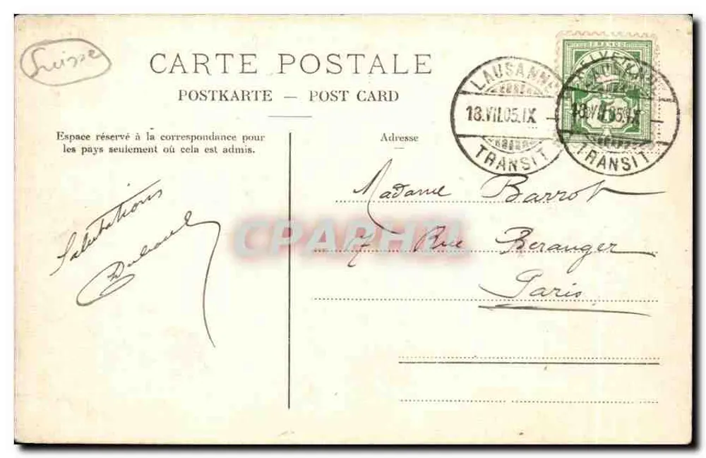 Genf - Ile J.J. Rousseau und Pont des Bergues — C.P.N. 1137 - Rückseite