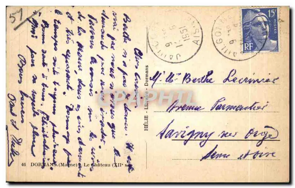 Castelo de Dormans — Século XII — HÉLÈE - Livraria, n°46 - Verso