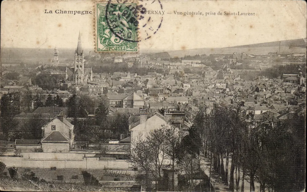 Pernay — Allgemeine Ansicht, aufgenommen von Saint-Laurent — Verlag: La Champagne - Vorderseite