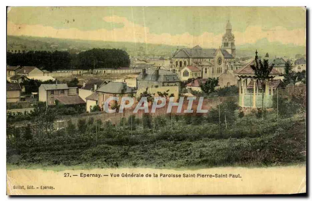 Epernay — Allgemeiner Blick auf die Pfarrei Saint-Pierre-Saint-Paul — Guillot, Verlag Epernay, n°27 - Vorderseite