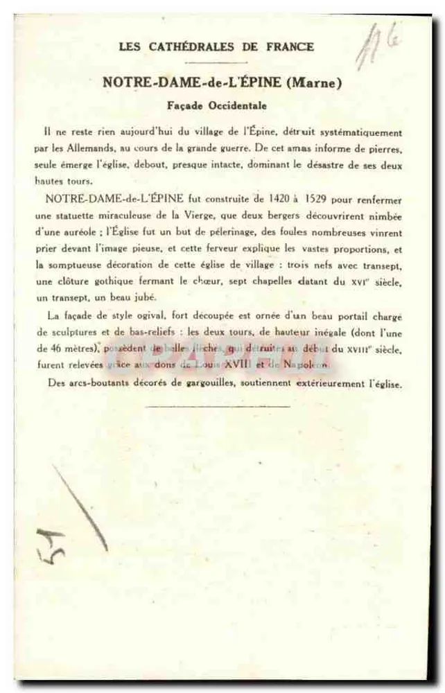 LÉPINE (Marne) — Kirche Notre-Dame (Westensemble) — Sammlung von Kolarsine und Solution Pautauberge - Rückseite