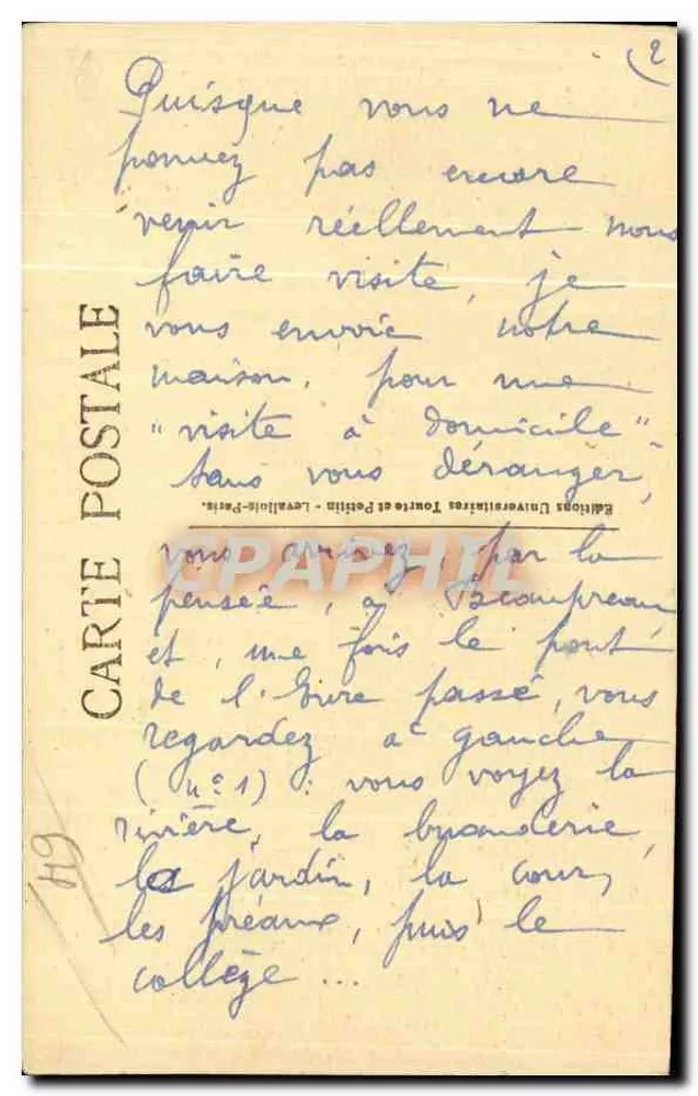 Petit Séminaire de Beaupréau — Übersicht, Blick auf die Wiese — Editions Universitaires Tourle et Petitlin, Laval (Loire-Inférieure) - Rückseite