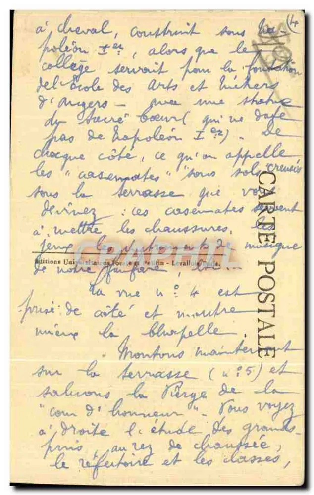 Petit Séminaire de Beaupréau — La Cour des Grands — Editions Universitaires et Postales de Pellin - Laval - Rückseite