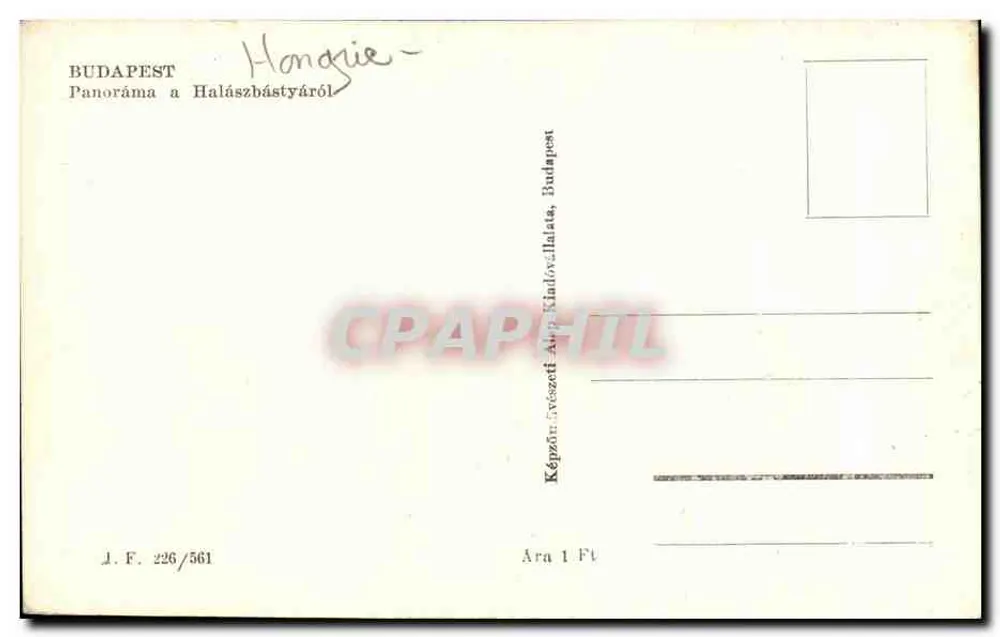 Budapest — Panorama vom Halászbástya — Verlag: Képzőn Éveszeti Alap Képkiadóháza, Budapest, Nr. 226/561 - Rückseite
