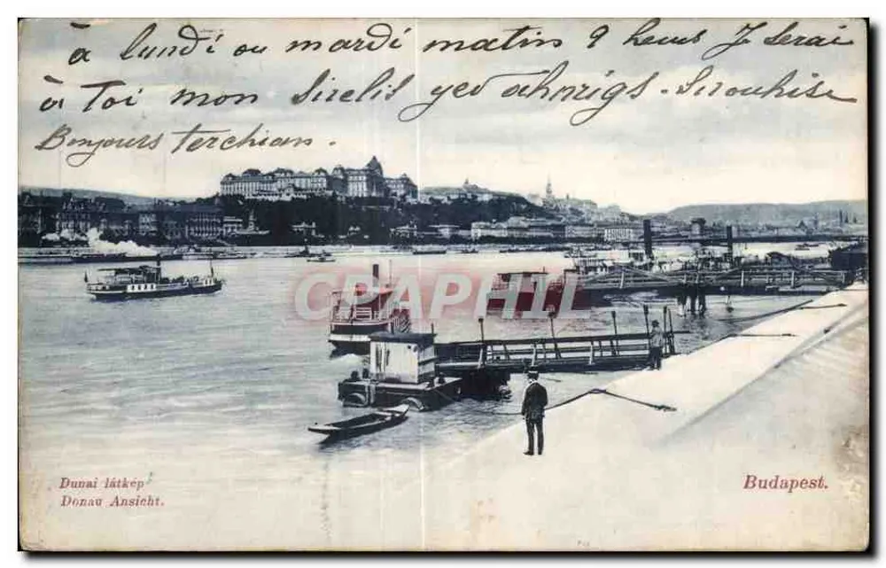 Aussicht auf den Donau in Budapest — Verlag 'Donau Ansicht' und Nr. 619 SZ - Vorderseite